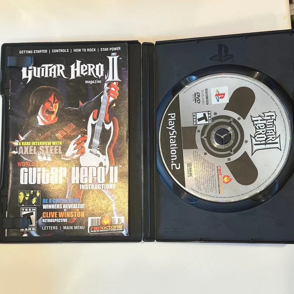 Guitar Hero I & II PS2 Bundle NTSC Black Y2K Retro Rock Gaming‎ Music